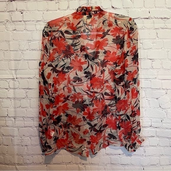 Milly of New York Sheer Silk Floral Blouse size 10 - Picture 16 of 16